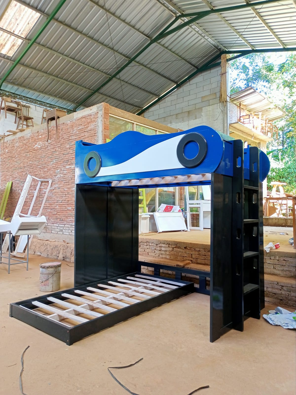 BLUE CAR Bunk Bed Tempat tidur tingkat custom knockdown